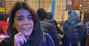 Fatemeh Kazerani in a cafe in Iran