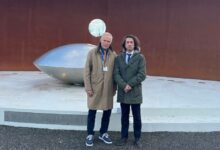 President of the Association of Flight PS752 Families standing beside of a Member of Board of Director of MH17 Association at the MH17 Memorial site in Netherlands